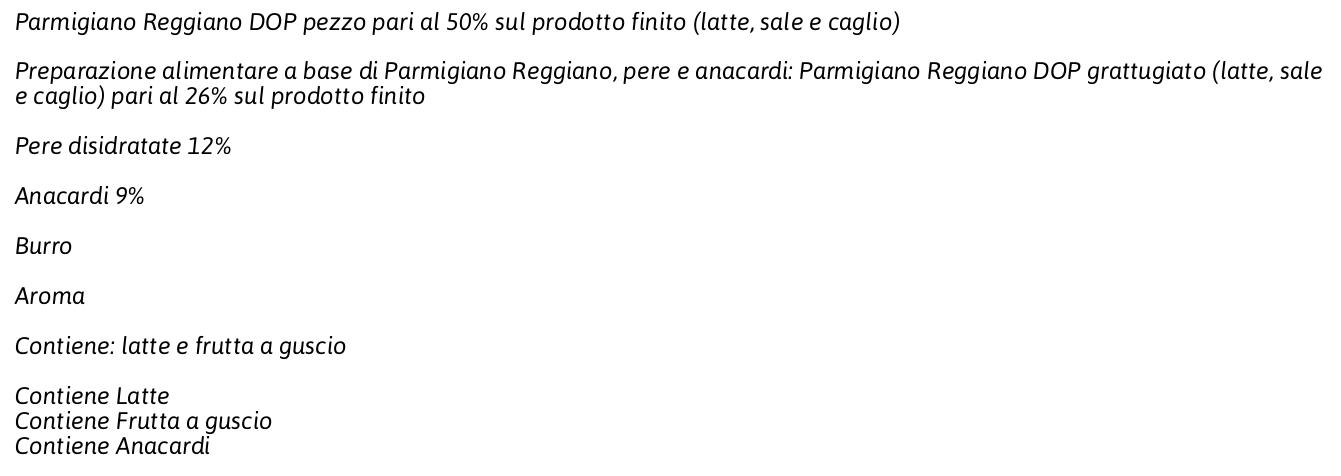 Parmareggio Però! Barrette al Parmigiano Reggiano, Pere e Anacardi 4 x 18 g
