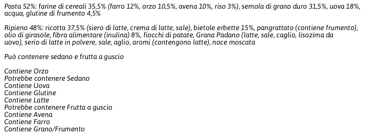 Buitoni 5 Cereali Ravioli Ricotta e Erbette Pasta Fresca all'Uovo ai 5 Cereali