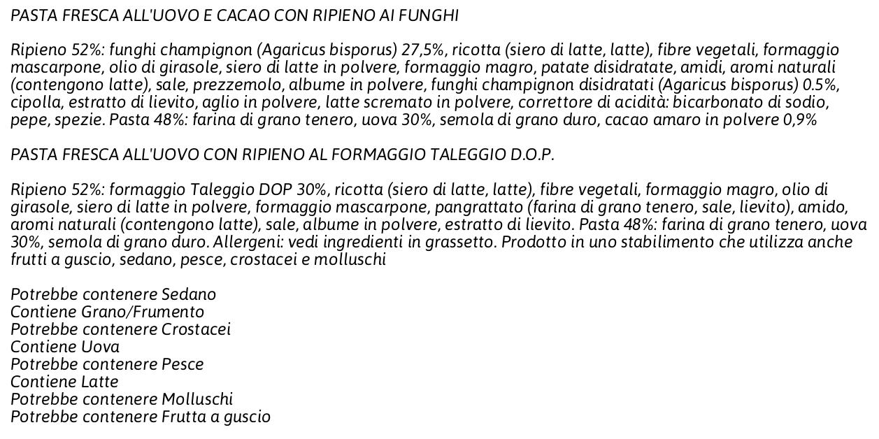Giovanni Rana Duetto Funghi in Pezzi - Taleggio D.O.P.