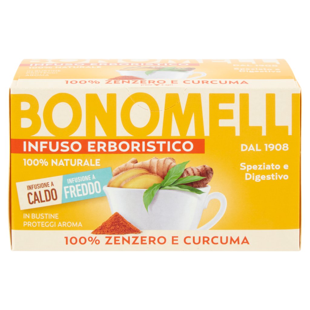 Bonomelli Infuso Erboristico 100% Naturale 100% Zenzero e Curcuma 16 Filtri