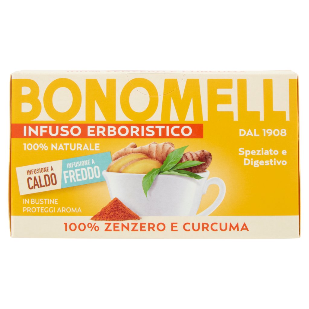 Bonomelli Infuso Erboristico 100% Naturale 100% Zenzero e Curcuma 16 Filtri
