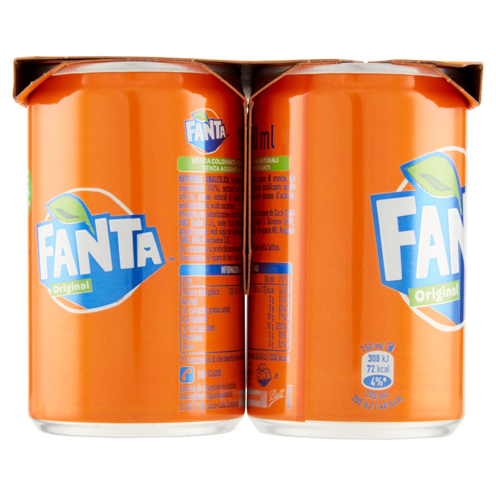 Fanta Orange Fanta Original, Bibita Gassata 150ml x 6 (Lattina)
