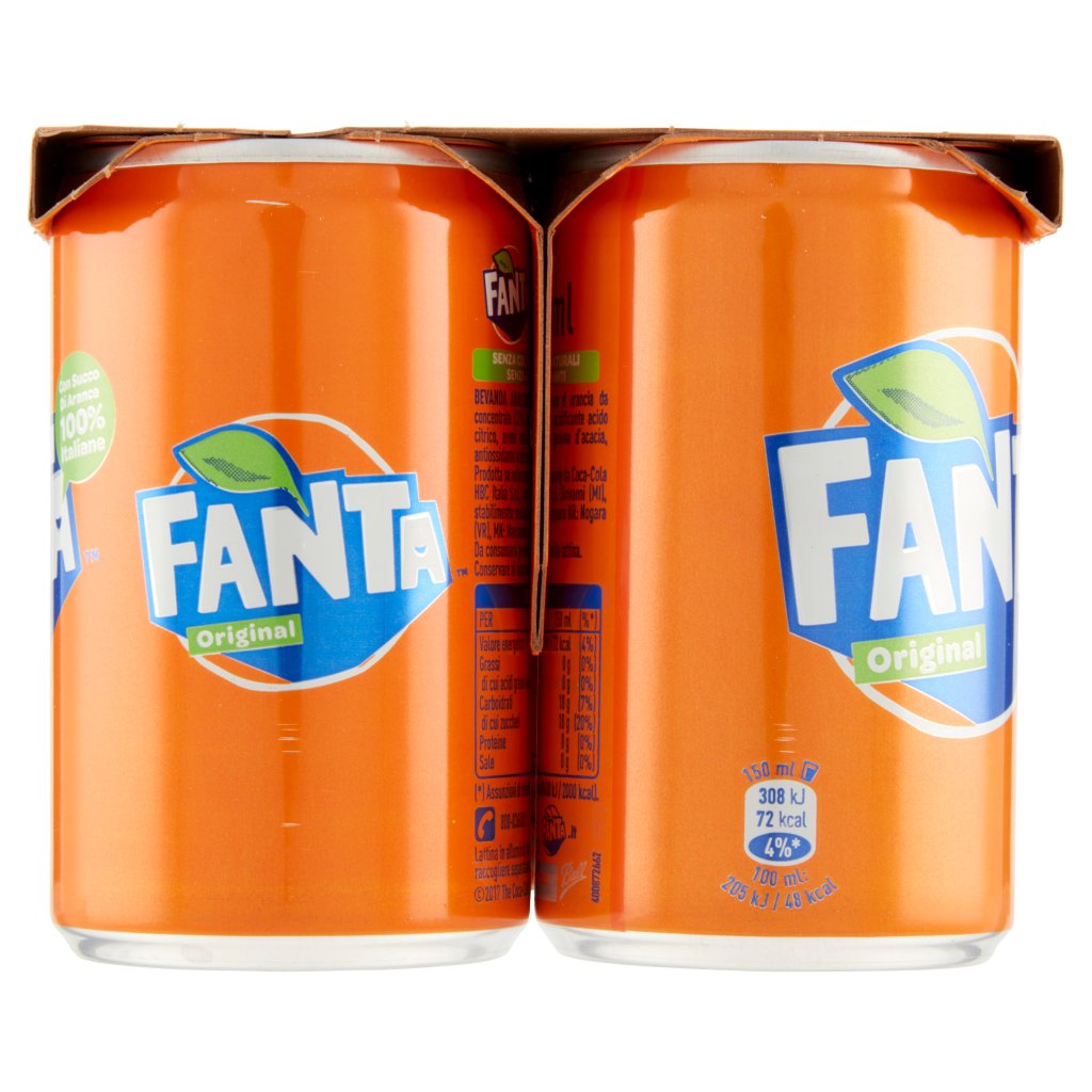 Fanta Orange Fanta Original, Bibita Gassata 150ml x 6 (Lattina)