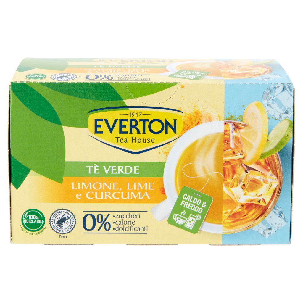 Everton Tè Verde Limone, Lime e Curcuma 16 x 2,5 g