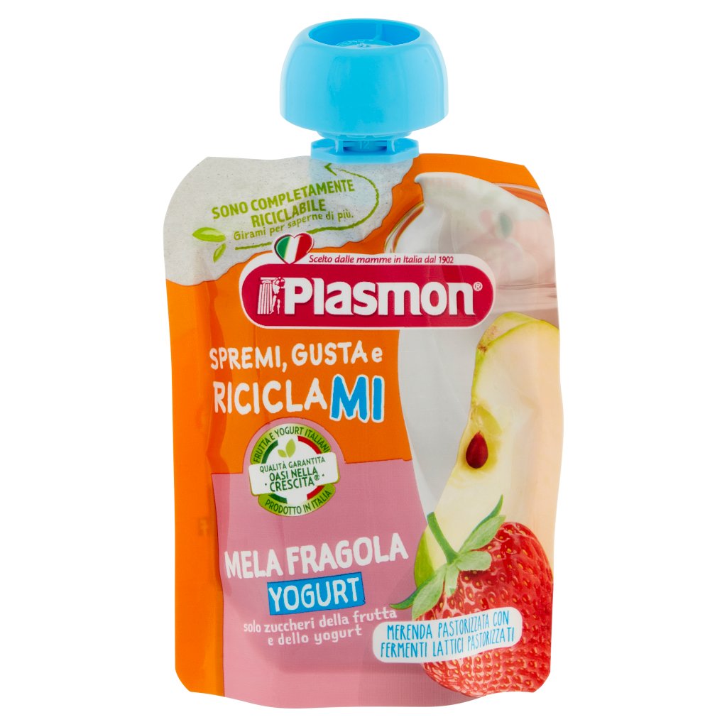Plasmon Spremi, Gusta e Riciclami Mela Fragola Yogurt