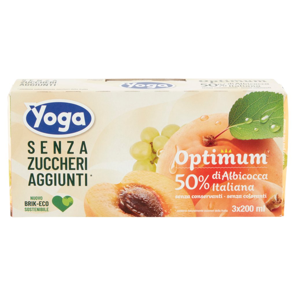 Yoga Optimum 50% di Albicocca Italiana senza Zuccheri Aggiunti* 3 x 200 Ml