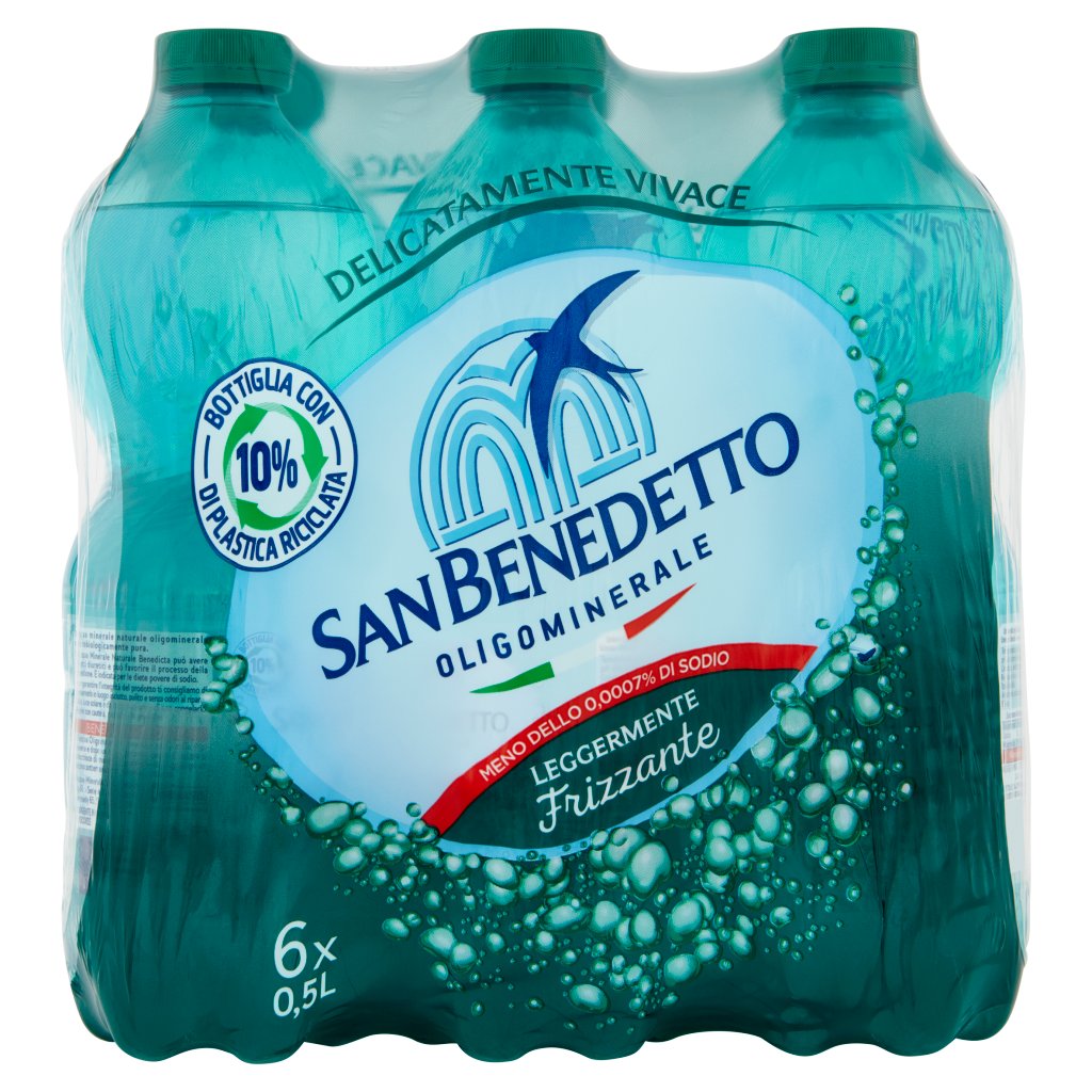 San Benedetto Acqua Minerale  Fonte Benedicta Legg. Frizzante 0,5lx6