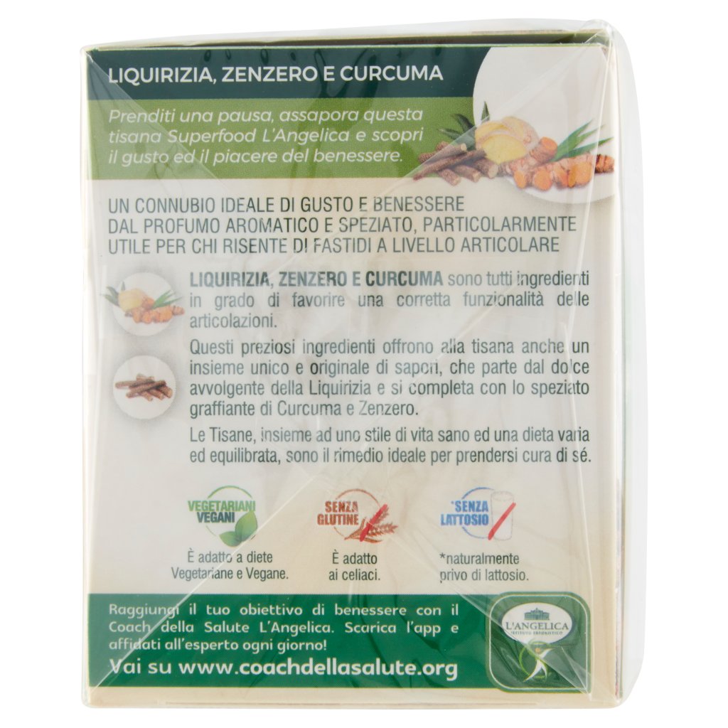 L'angelica Le Tisane Superfood Liquirizia Zenzero & Curcuma 18 Filtri 33,3 g
