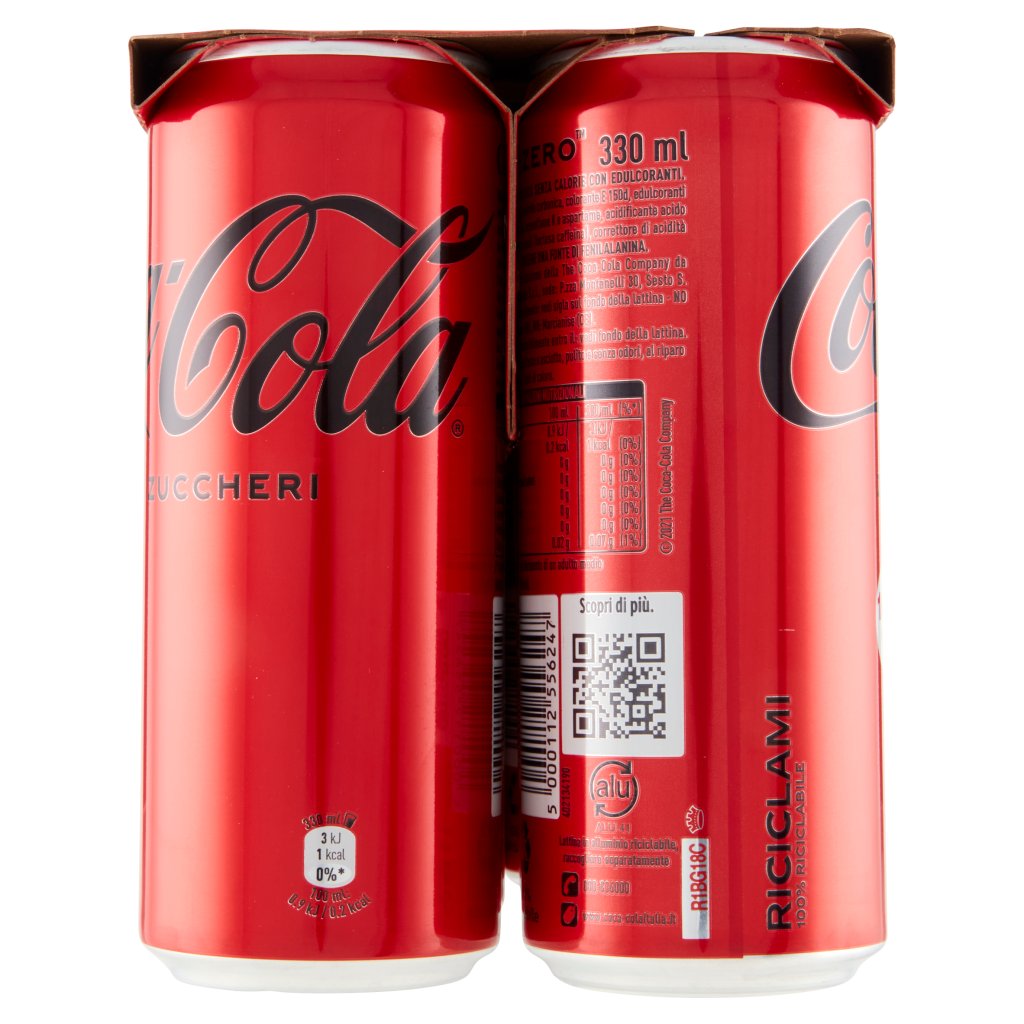 Coca Cola Zero Coca-cola Zero Zuccheri 330 Ml x 8 (Lattina)