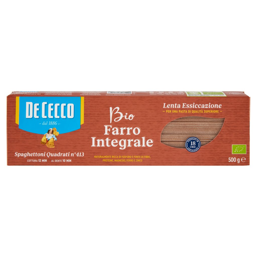 De Cecco Bio Farro Integrale Spaghettoni Quadrati N°413