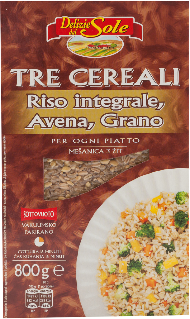 Delizie dal Sole 3 Cereali Riso Integrale Avena Grano