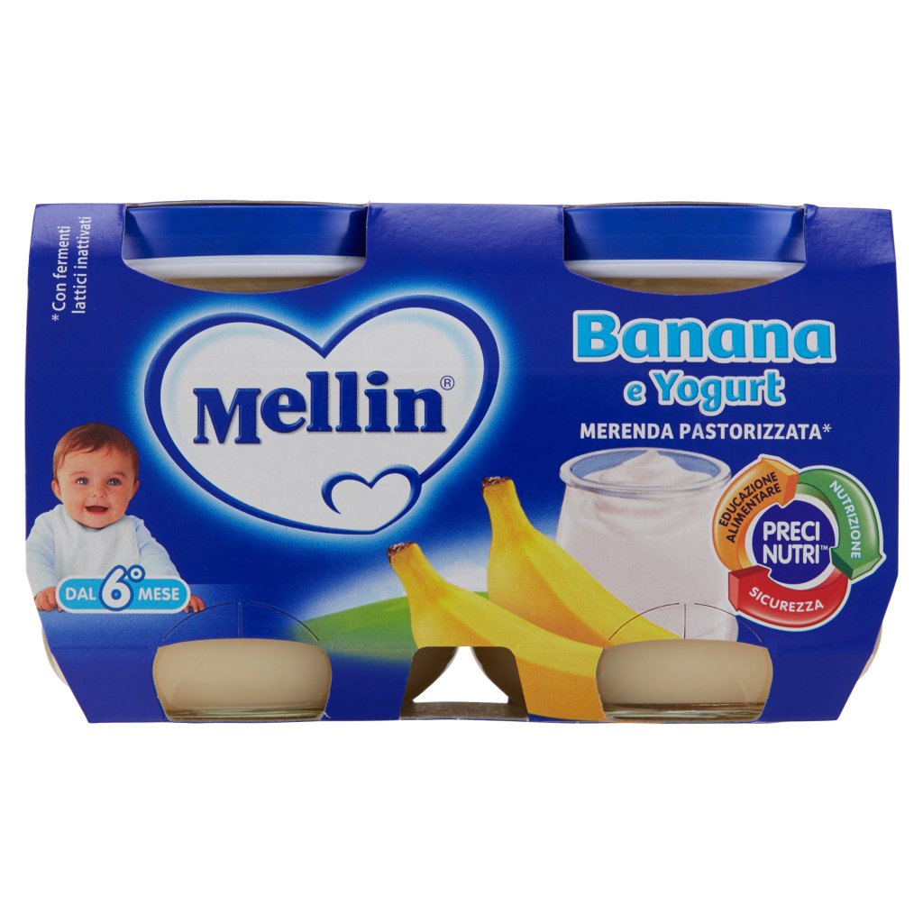Mellin Banana e Yogurt Merenda Pastorizzata* 2 x 120 g