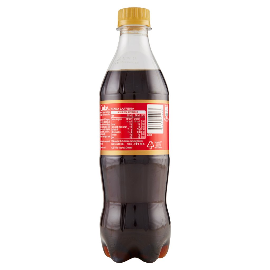 Coca Cola senza Caffeina Bottiglia di Plastica