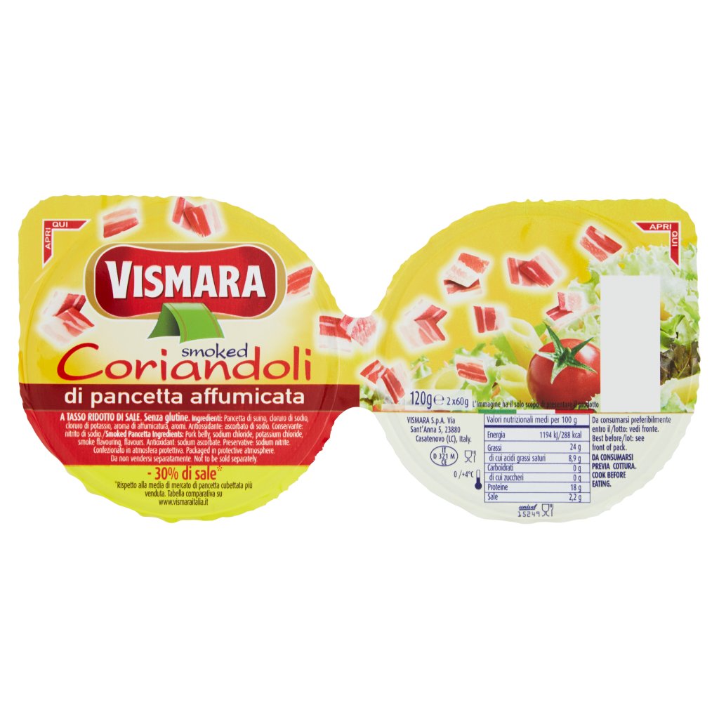 Vismara Coriandoli di Pancetta Affumicata -30% di Sale* 2 x 60 g