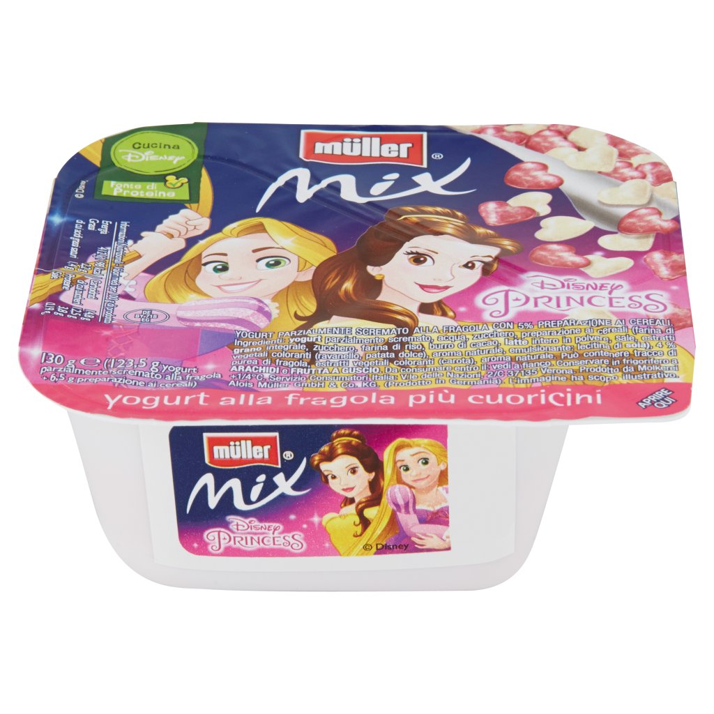 Müller Mix Disney Princess Yogurt alla Fragola Più Cuoricini