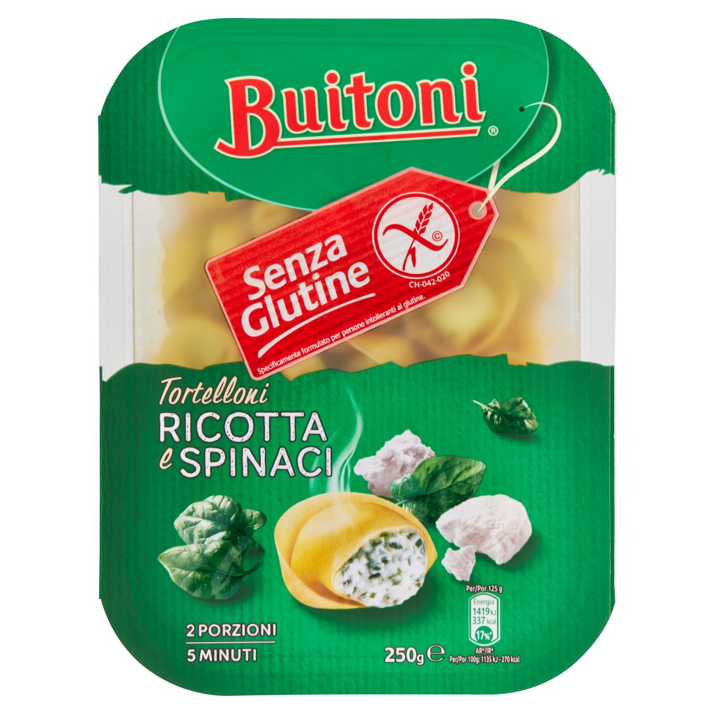 Buitoni Senza Glutine Tortelloni Ricotta e Spinaci Pasta Fresca all'Uovo senza Glutine