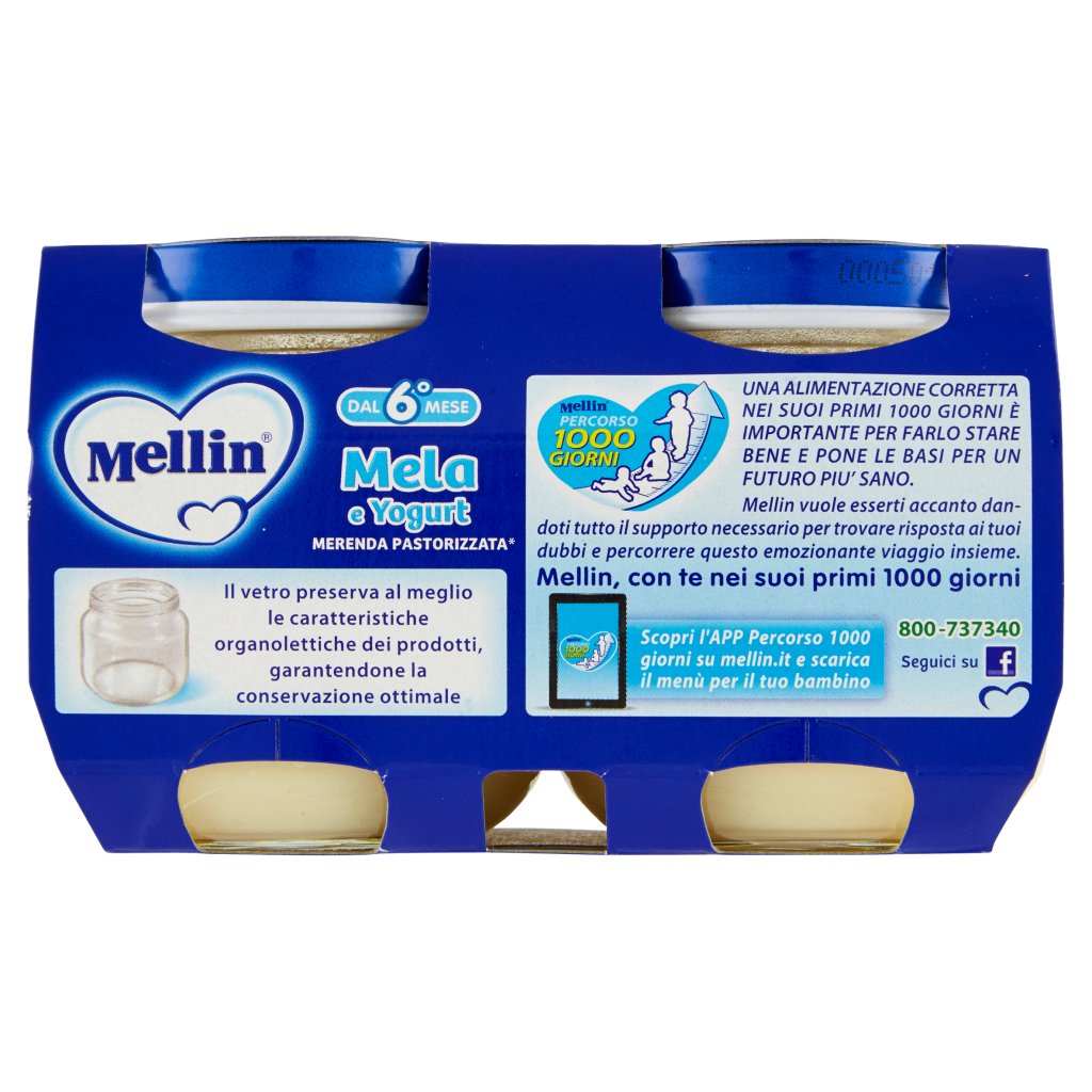 Mellin Mela e Yogurt Merenda Pastorizzata* 2 x 120 g