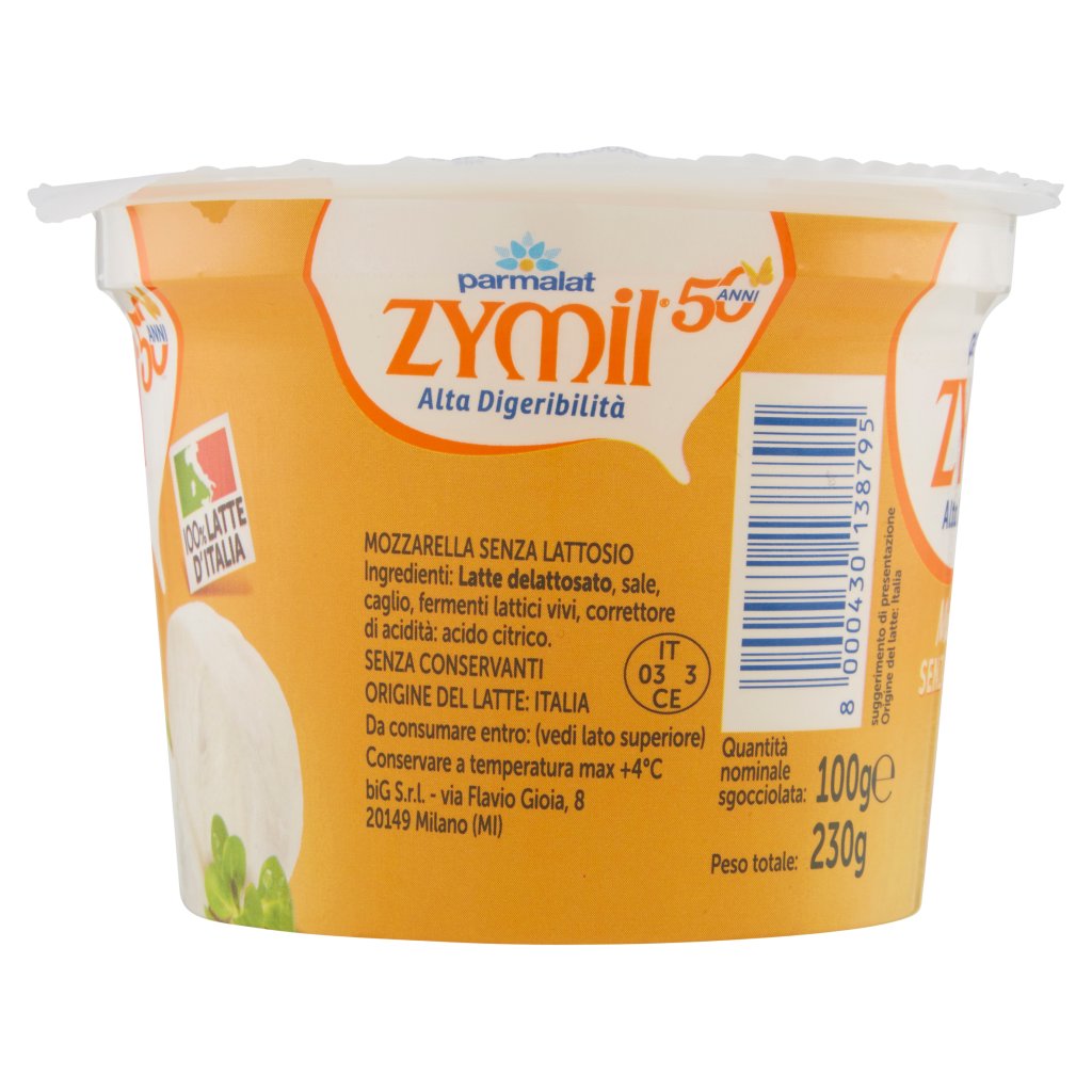 Zymil Alta Digeribilità Mozzarella senza Lattosio 100 g
