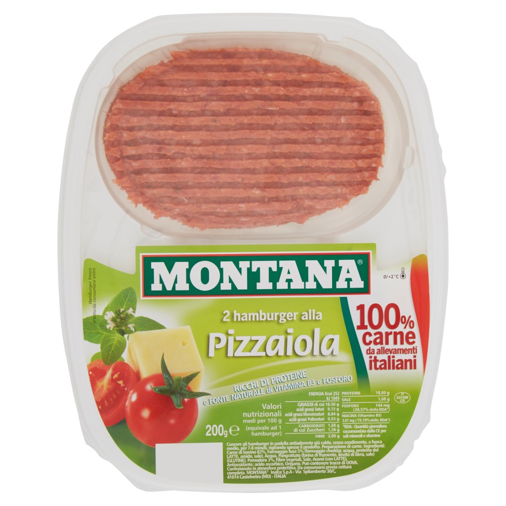 Montana 2 Hamburger alla Pizzaiola 2 x 100 g