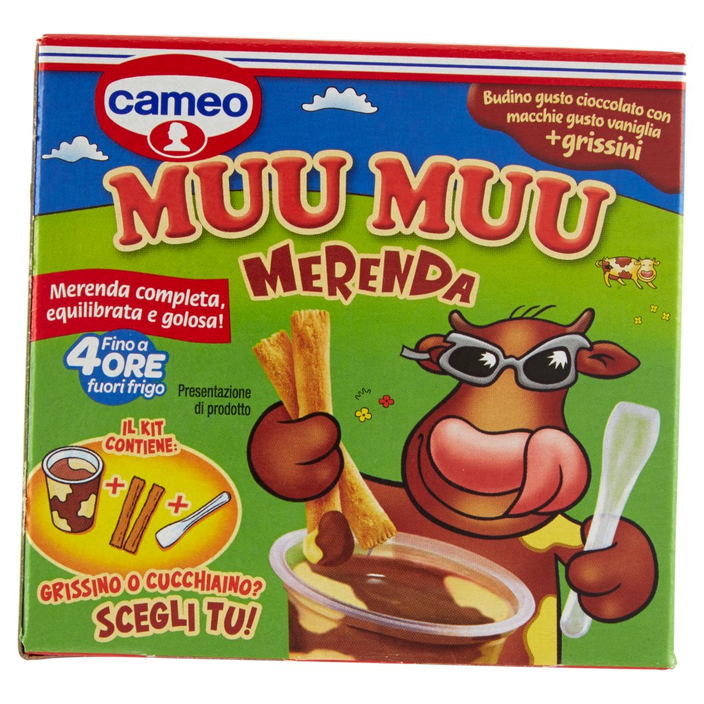 Cameo Muu Muu Merenda Budino Gusto Cioccolato con Macchie Gusto Vaniglia + Grissini