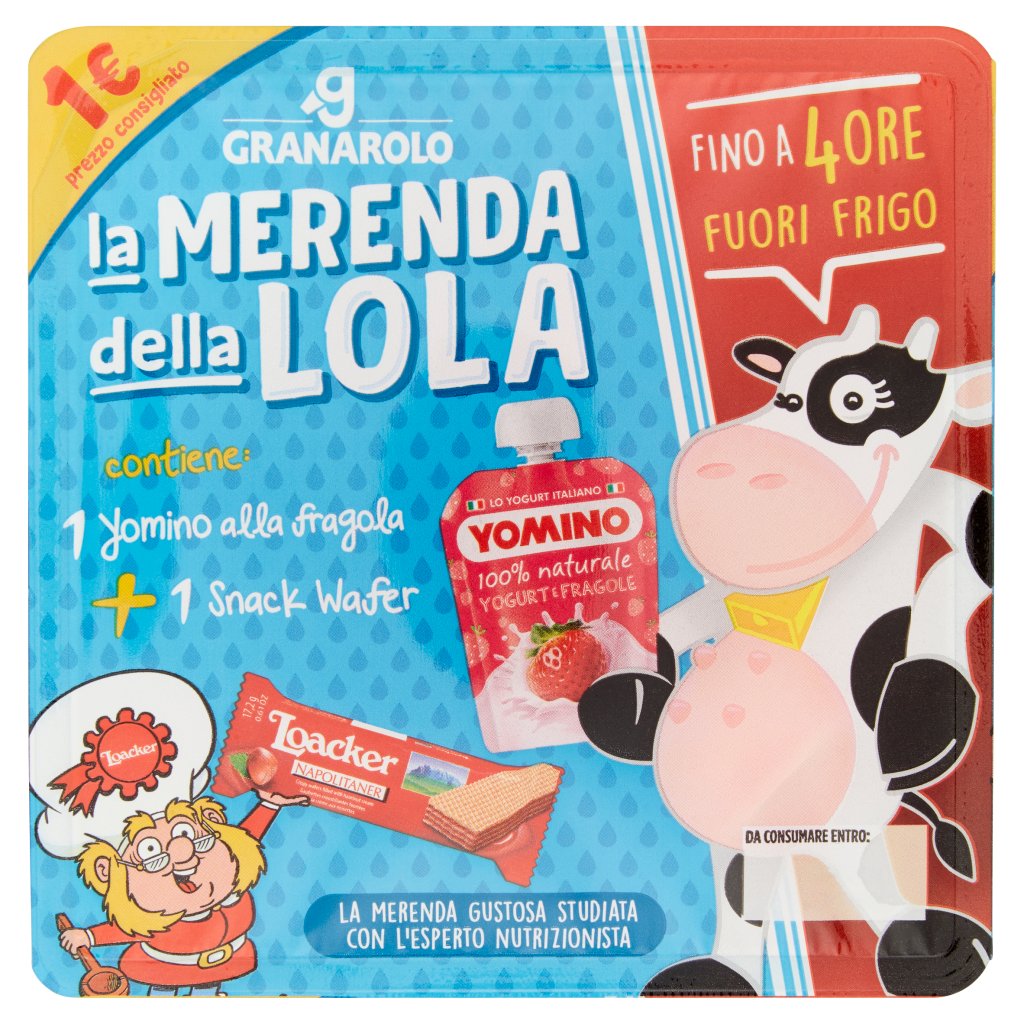 Granarolo La Merenda della Lola 1 Yomino alla Fragola + 1 Snack Wafer 97,2 g