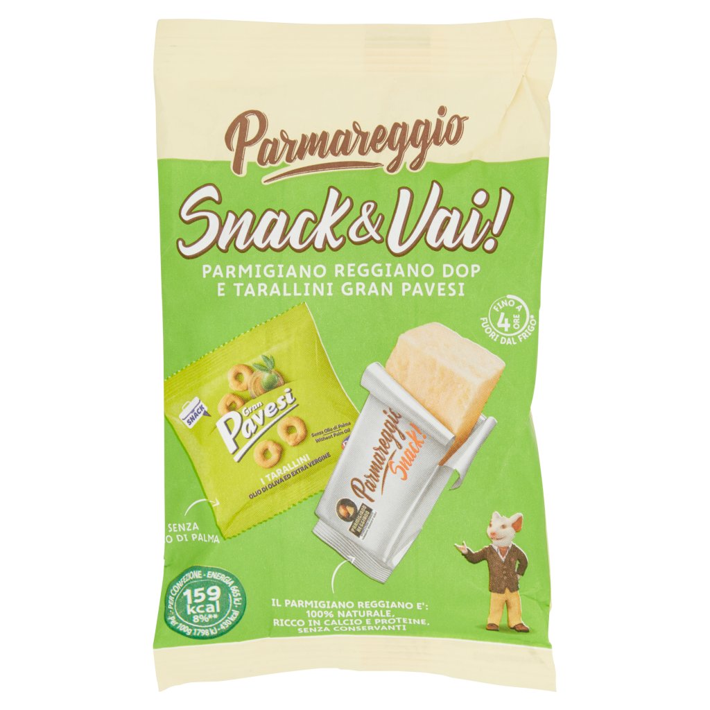 Parmareggio Snack & Vai! Parmigiano Reggiano Dop e Tarallini Gran Pavesi