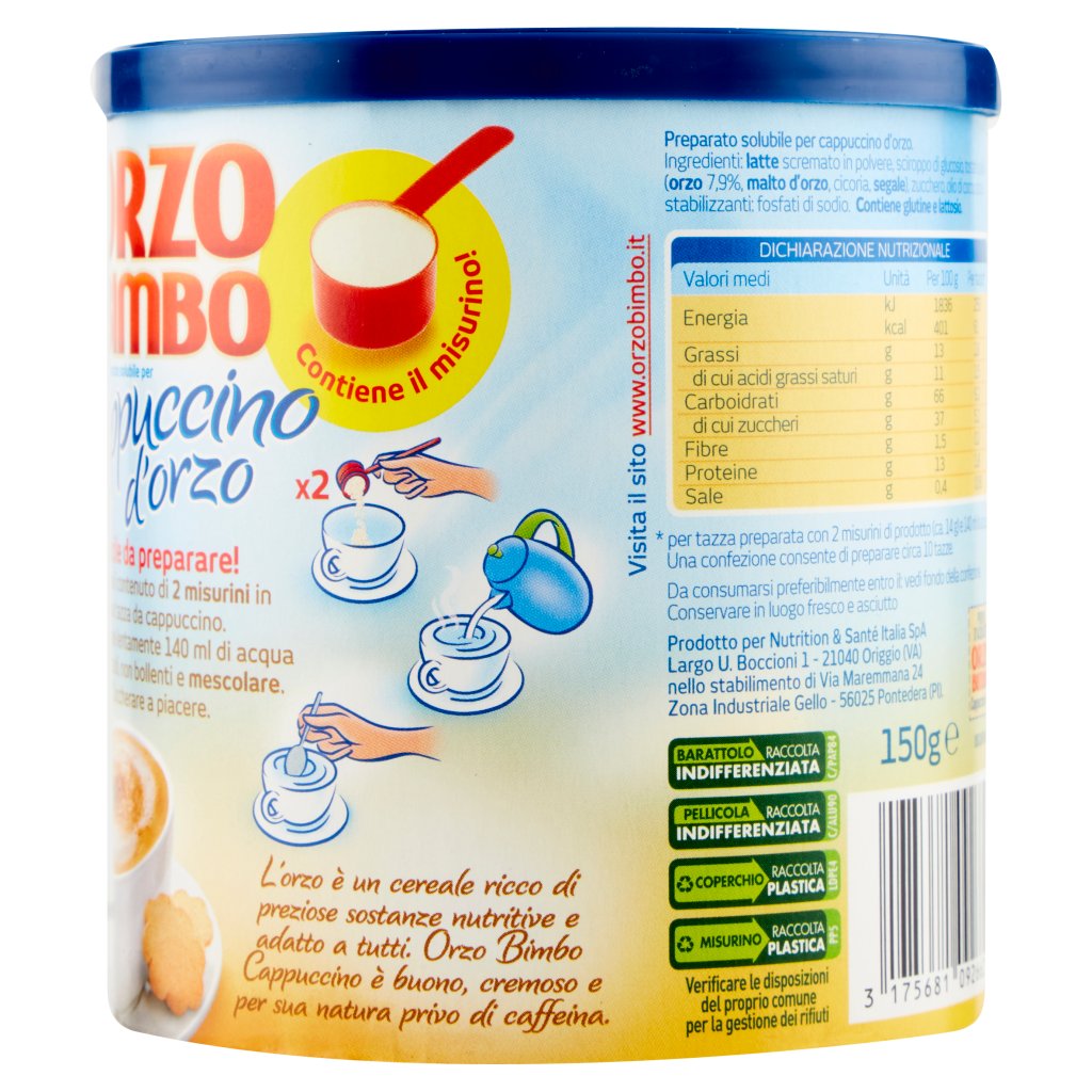 Orzo Bimbo Cappuccino d'Orzo Solubile | Supermercato24
