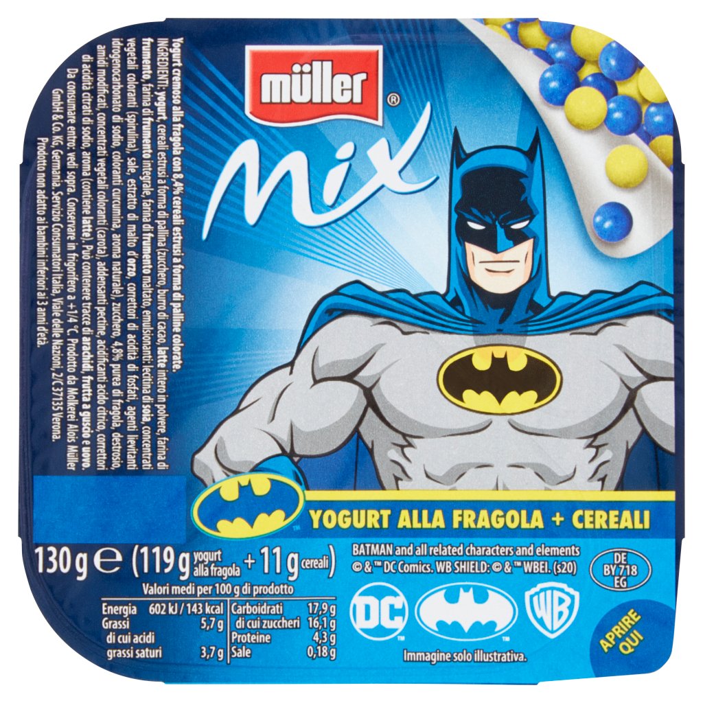 Müller Mix Yogurt alla Fragola + Cereali Batman