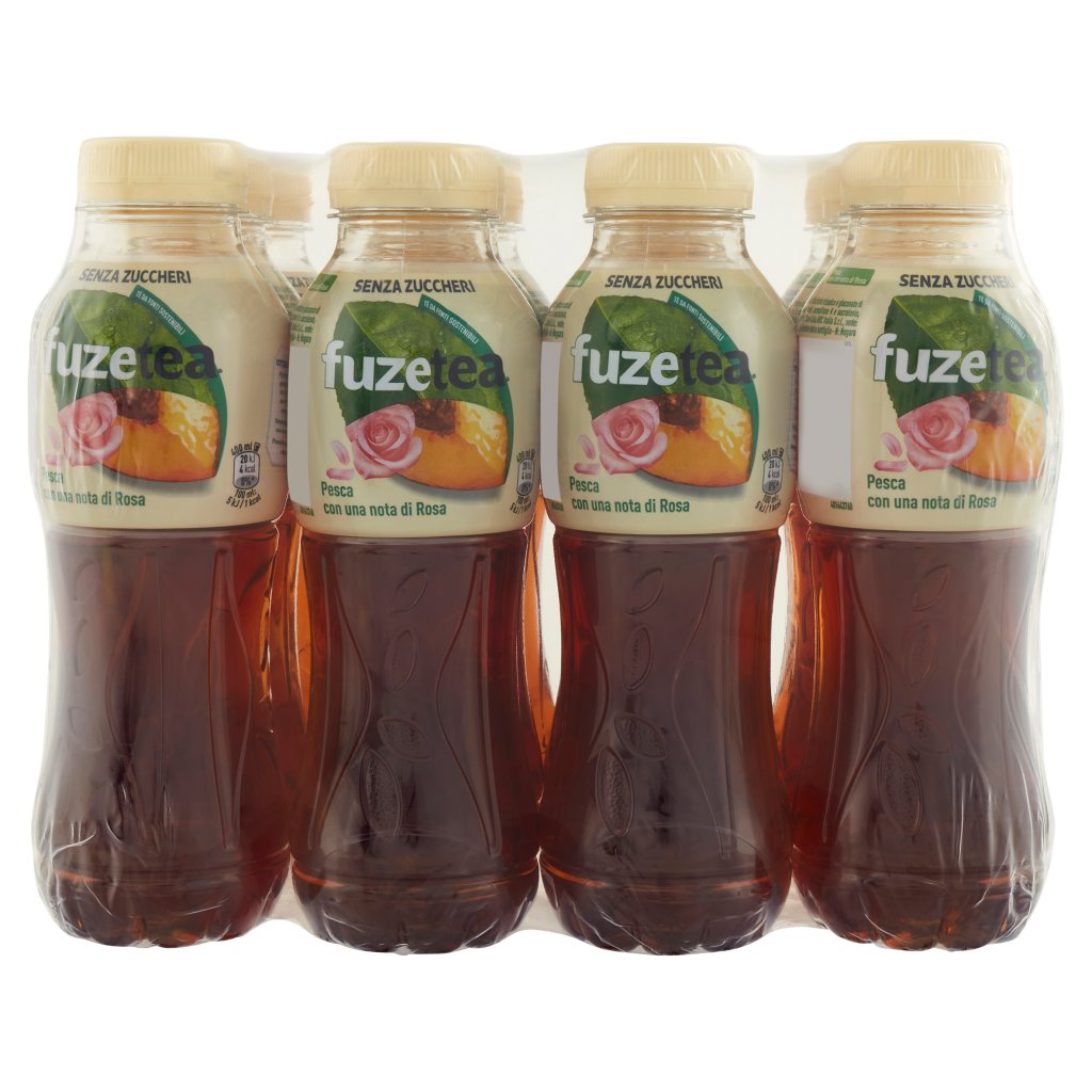 Fuze Tea Zero Fuzetea, Tè senza Zuccheri alla Pesca con Nota di Rosa 400ml x 12 (Pet)