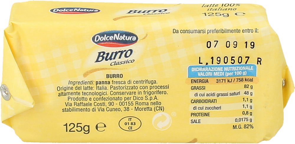 Dolce Natura Burro 100% Latte Italiano Dolce Natura 125 g | Everli