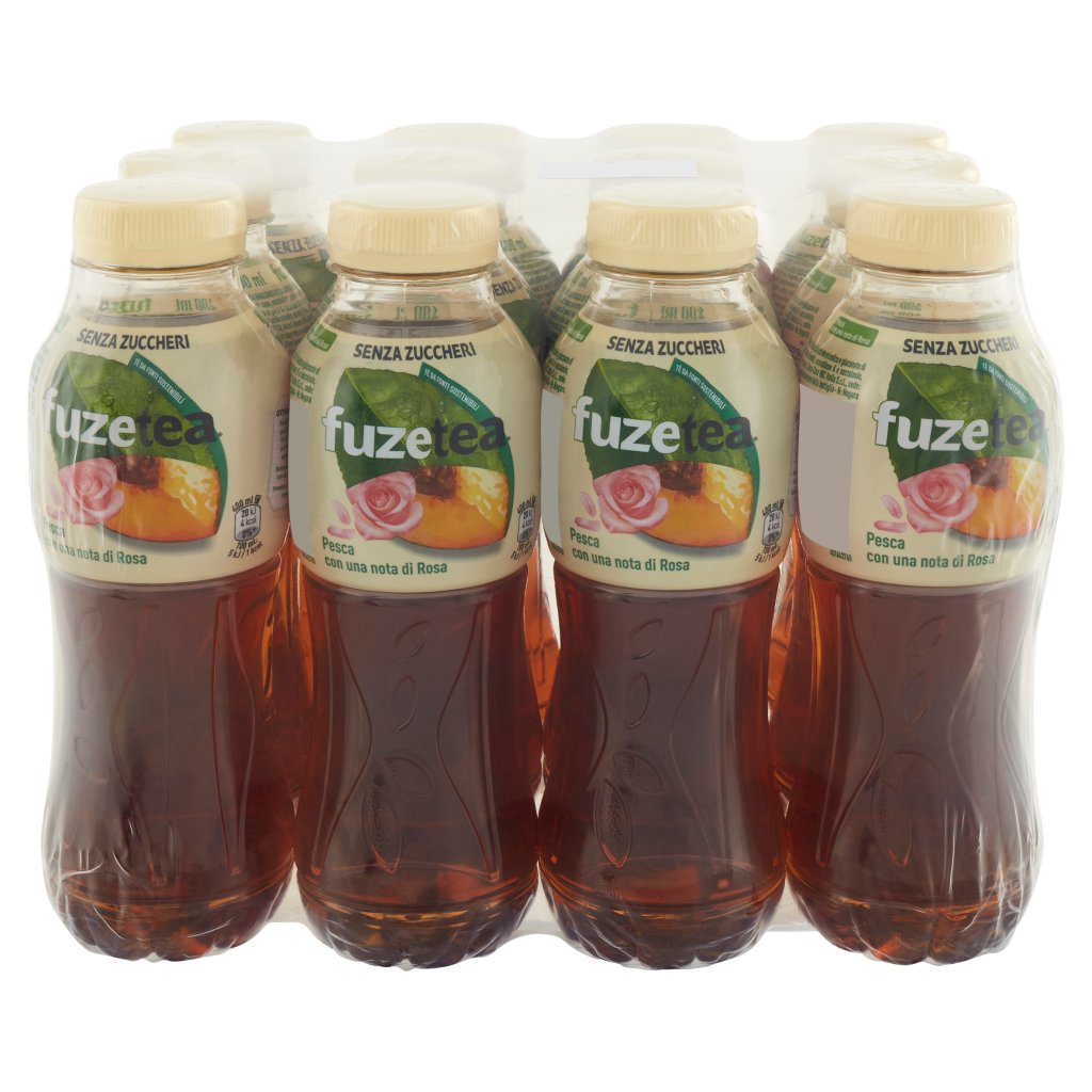 Fuze Tea Zero Fuzetea, Tè senza Zuccheri alla Pesca con Nota di Rosa 400ml x 12 (Pet)