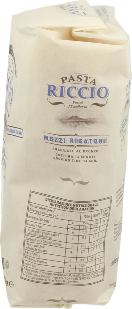 Pasta di Semola Mezzi Rigatoni Riccio 500 g