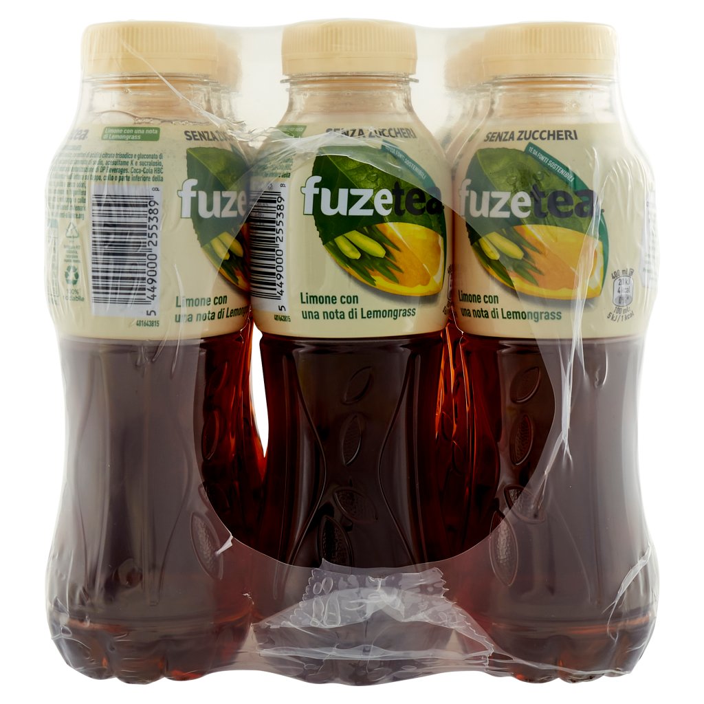 Fuze Tea Zero Fuzetea, Tè senza Zuccheri al Limone con Nota di Lemongrass 400ml x 12 (Pet)
