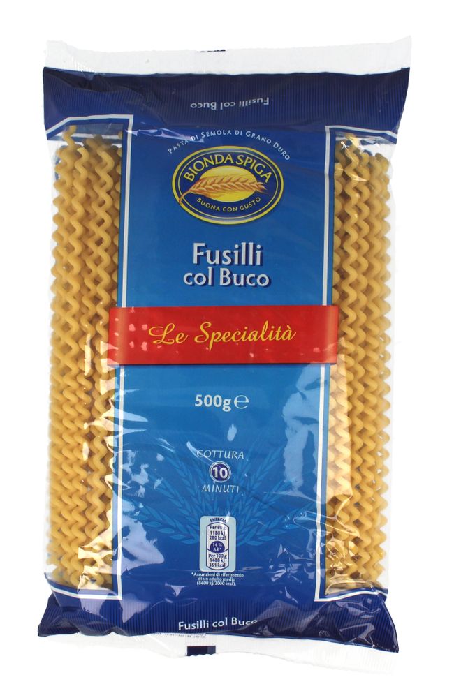 Pasta di Semola Fusilli col Buco Bionda Spiga 500g