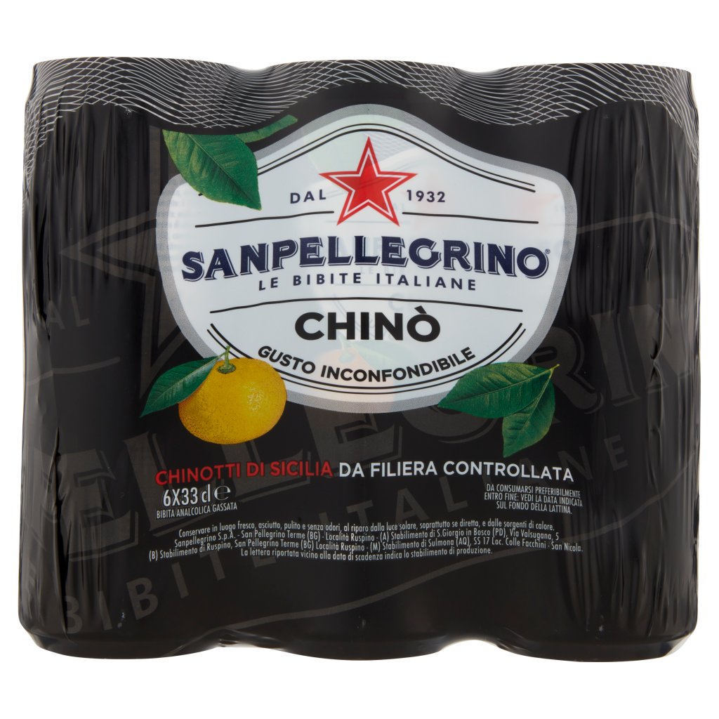 Sanpellegrino Bibite Gassate, Chino', Lattina 33cl x 6
