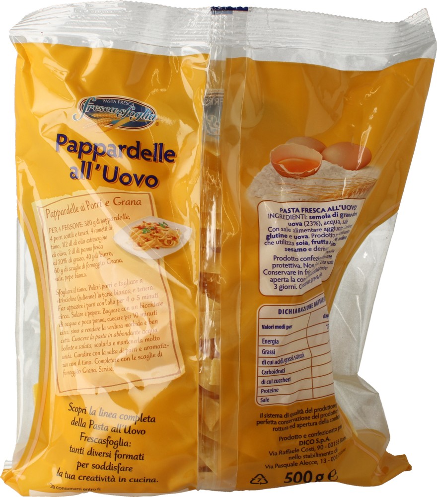 Pasta Fr Uovo Pappardelle Fresca Sfoglia 500 g