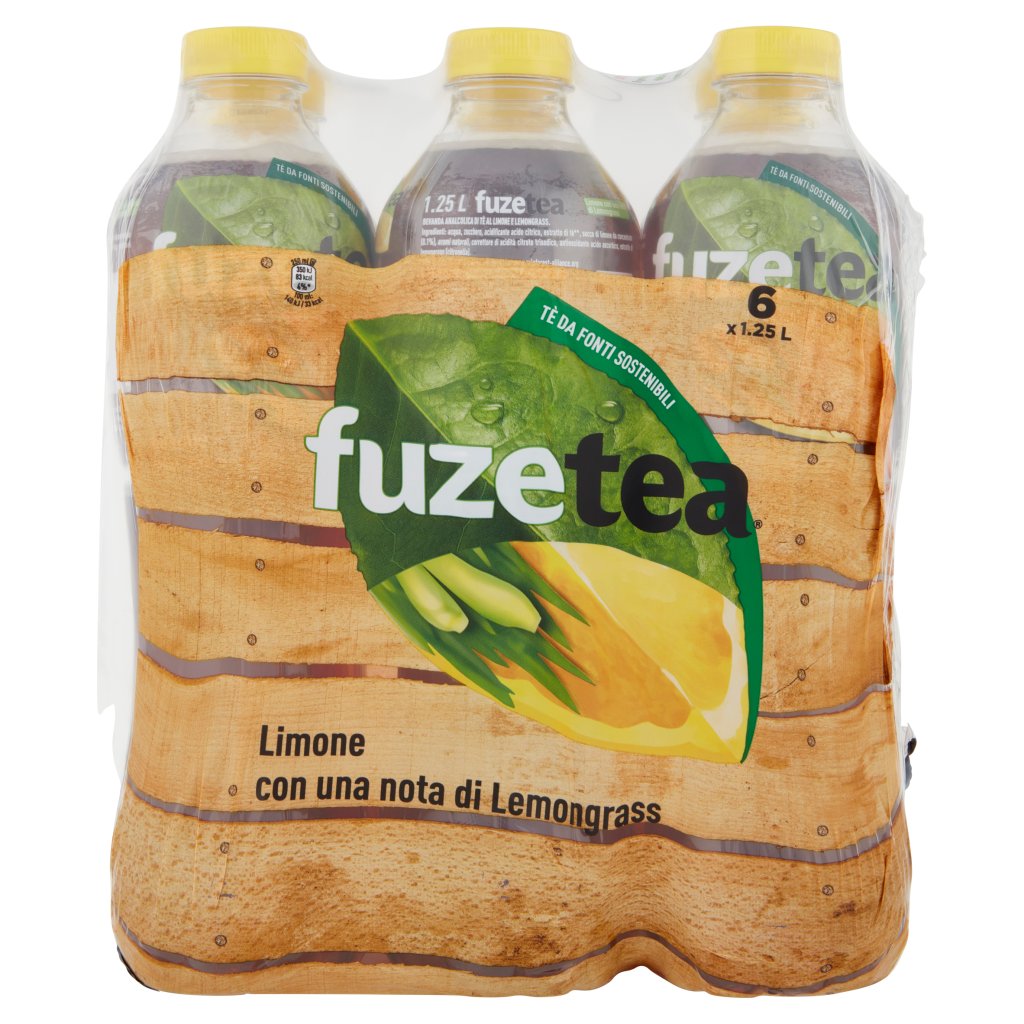 Fuze Tea Fuzetea, Tè al Limone con Nota di Lemongrass 1,25l x 6 (Pet)