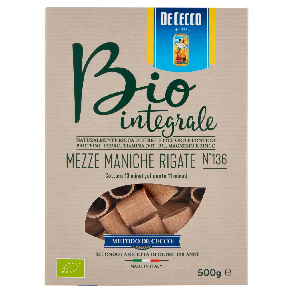 De Cecco Bio Integrale Mezze Maniche Rigate N°136