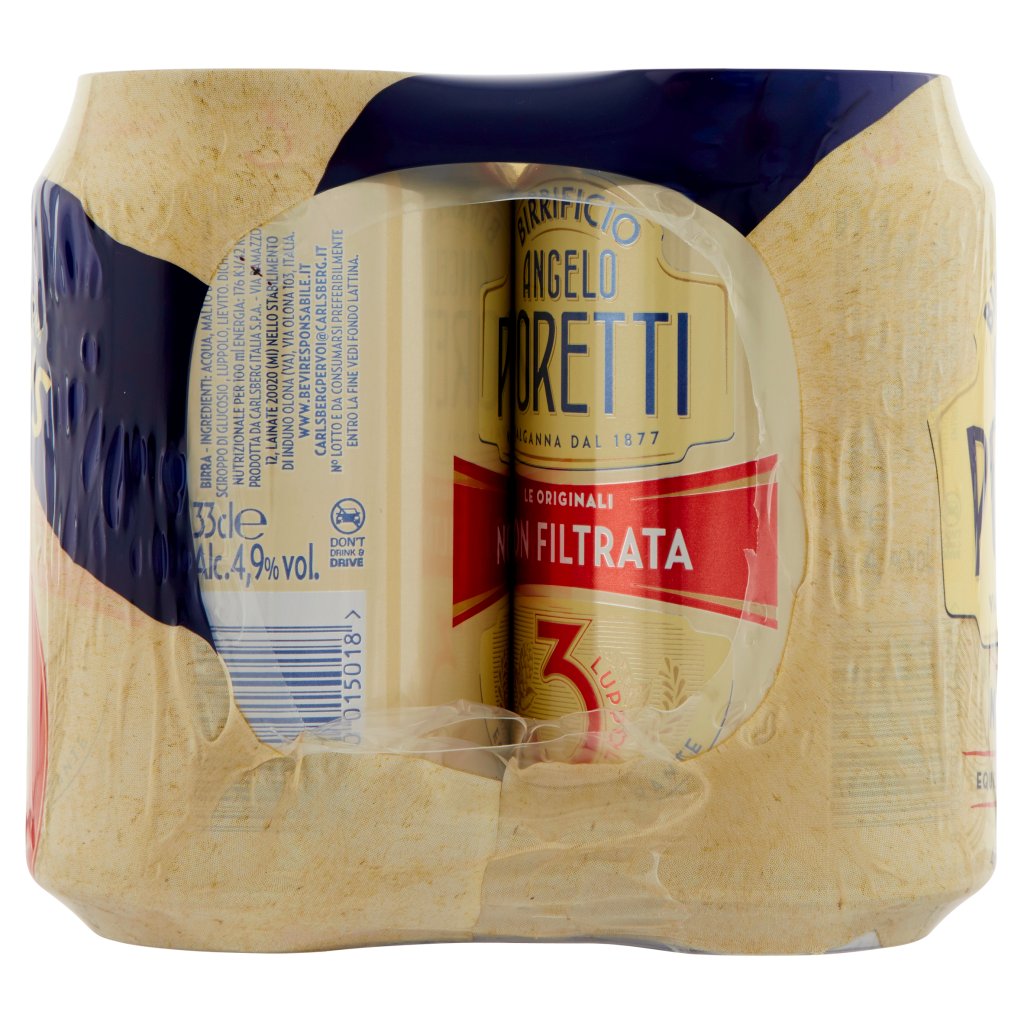 Birrificio Angelo Poretti Birra 3 Luppoli Non Filtrata 4x 33 Cl