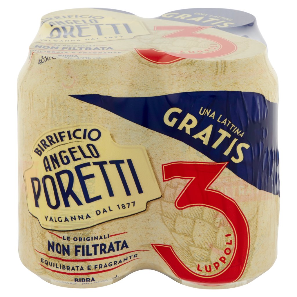 Birrificio Angelo Poretti Birra 3 Luppoli Non Filtrata 4x 33 Cl
