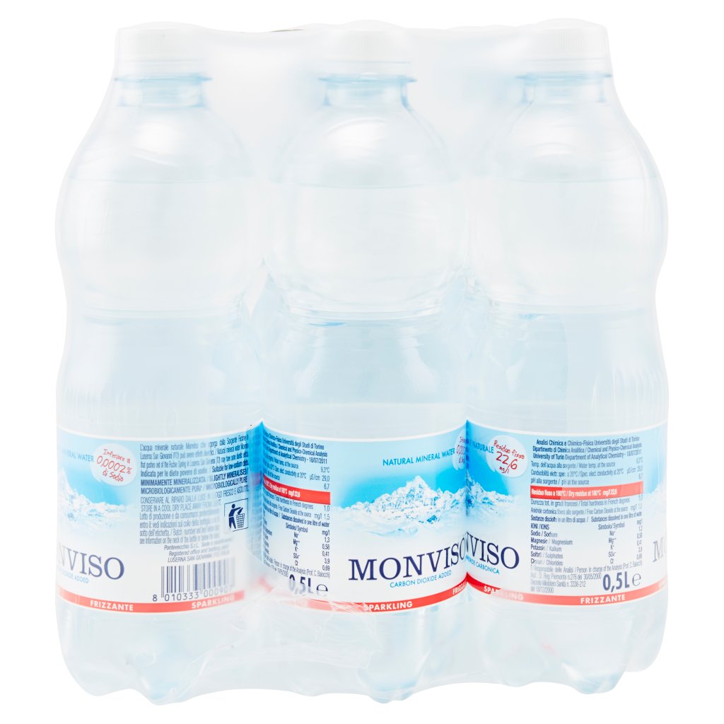 Monviso Acqua Minerale Naturale Frizzante 12 x 0,5 l