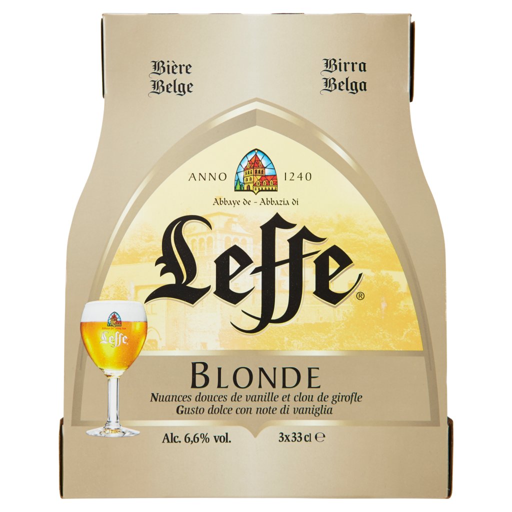 Leffe Leffe Blonde Birra Bionda Belga d'Abbazia Doppio Malto Bottiglia 3x33cl