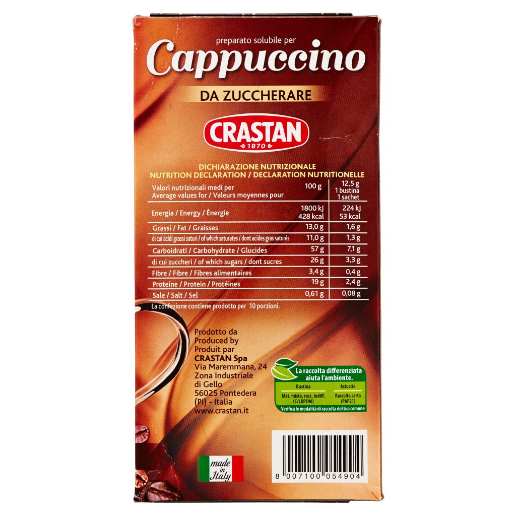 Crastan Preparato Solubile per Cappuccino 10 x 12,5 g