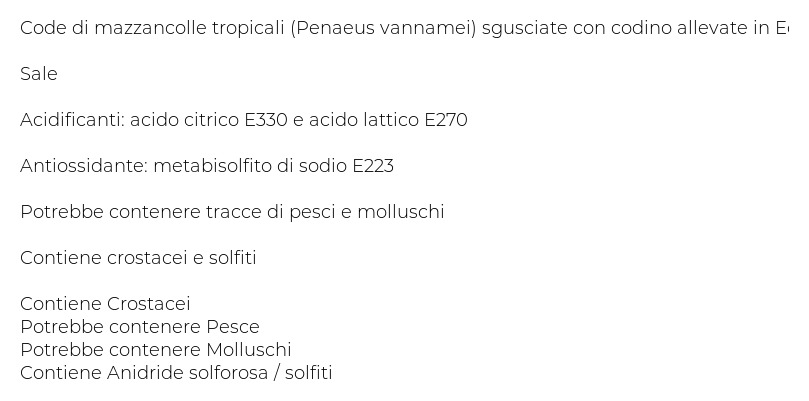 Crustitalia Code di Mazzancolle Tropicali Medie Sgusciate con Codino e Cotte