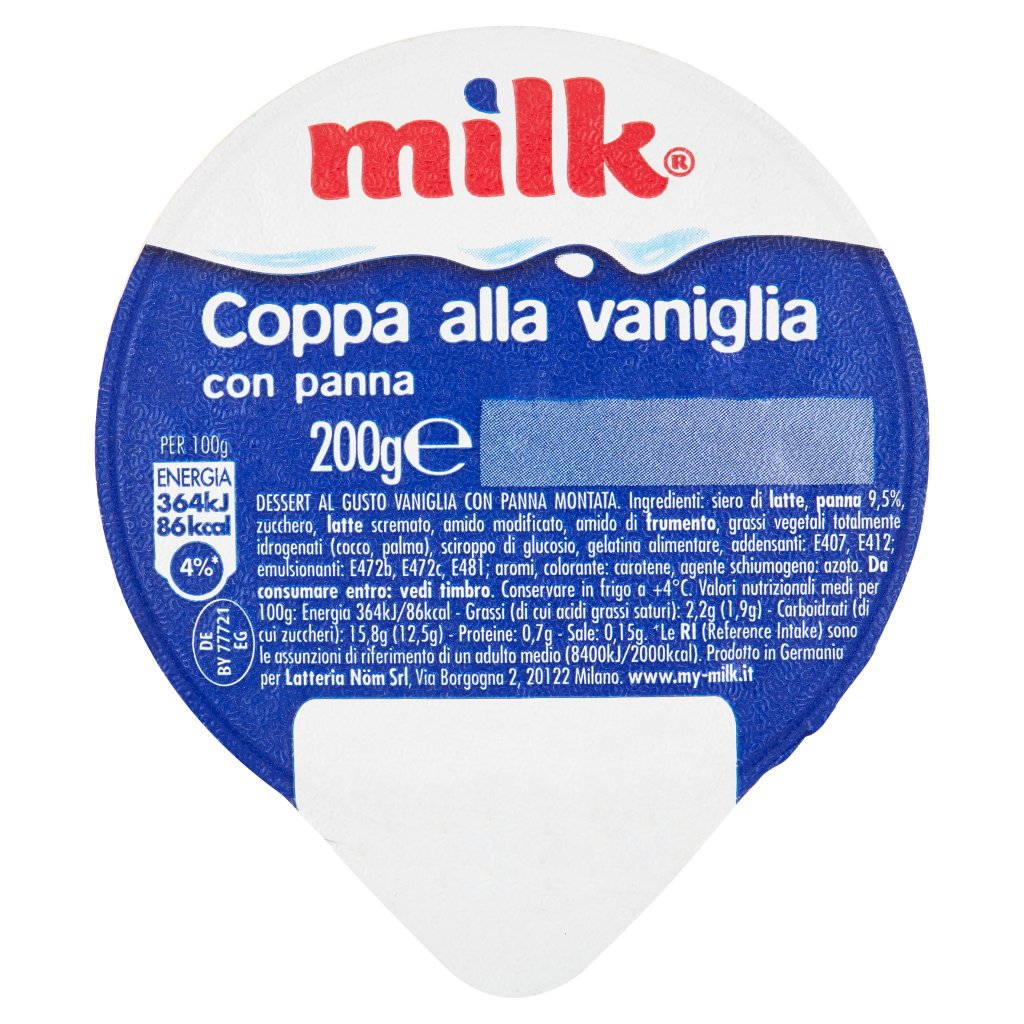 Milk Coppa alla Vaniglia con Panna