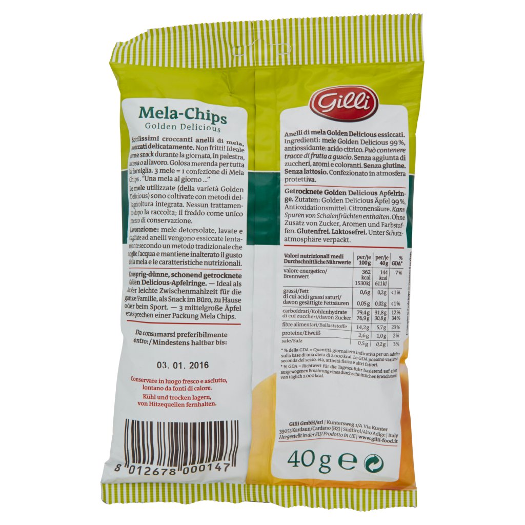 Gilli Mela-chips Anelli di Mela Golden Delicious