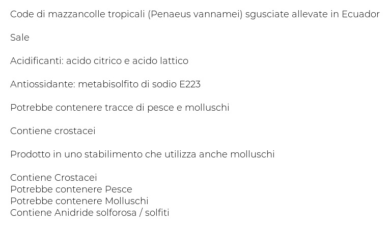 Crustitalia Code di Mazzancolle Tropicali Jumbo Sgusciate e Cotte