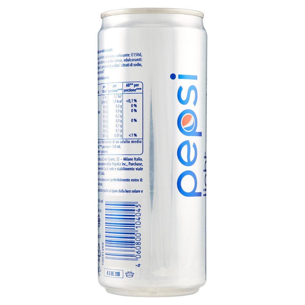 Pepsi Light Senza Zucchero Lattina Sleek