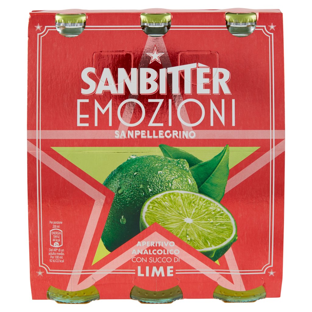 Sanbittèr Emozioni Lime, Aperitivo Analcolico 20cl x 3