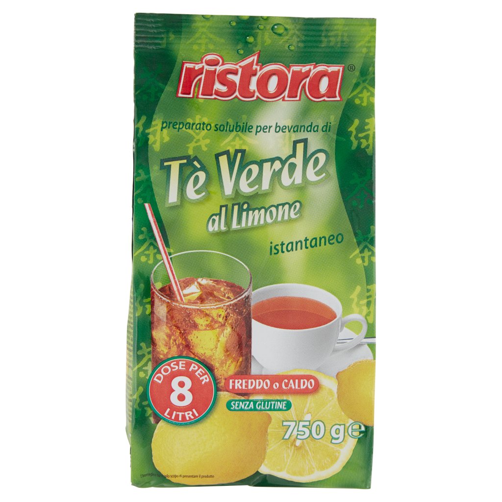 Ristora Preparato Solubile per Bevanda di Tè Verde al Limone Istantaneo